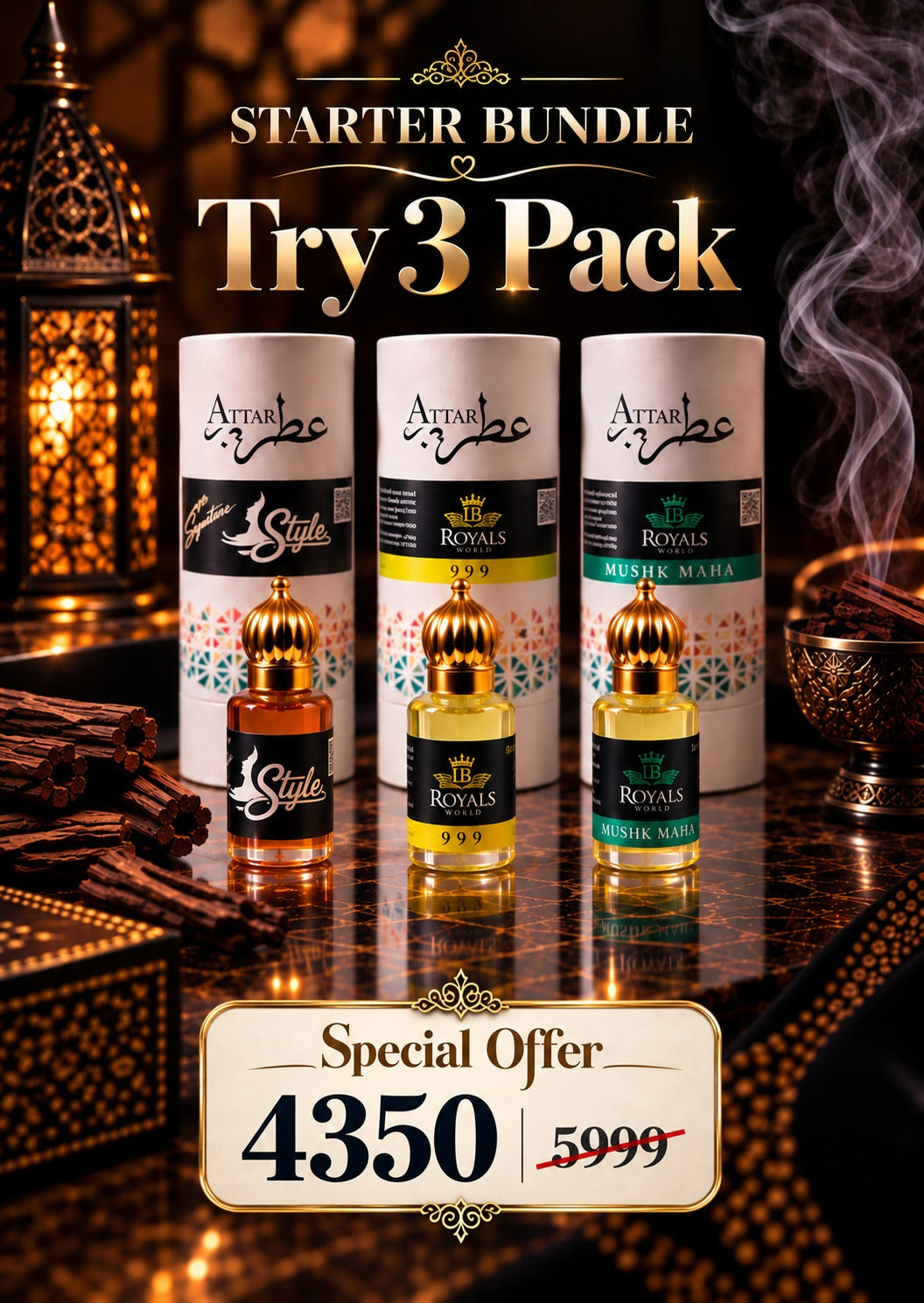 Starter Bundle – Try 3 Pack | Premium Attar Fragrance Collection \ 12ML